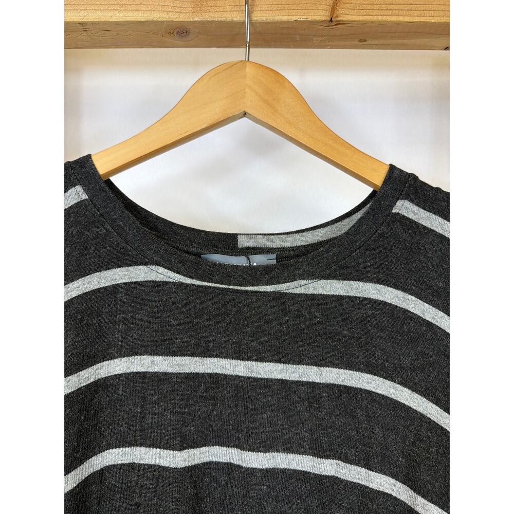Alembika Striped Drop Shoulder Tunic Top Gray Brown Colorblock Israel L - Picture 4 of 8
